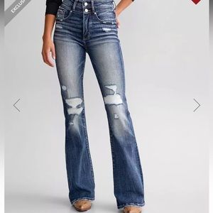 Buckle Black High Rise Flare Distressed Jeans 31X34